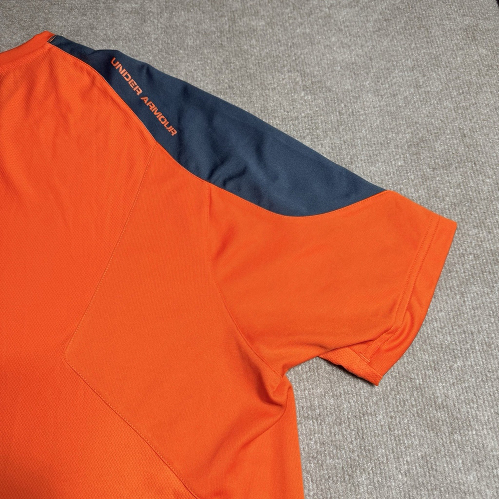 Under Armour Shirt Mens 3XL Orange Combine Training HeatGear V-Neck Gym Tee - Picture 13 of 16